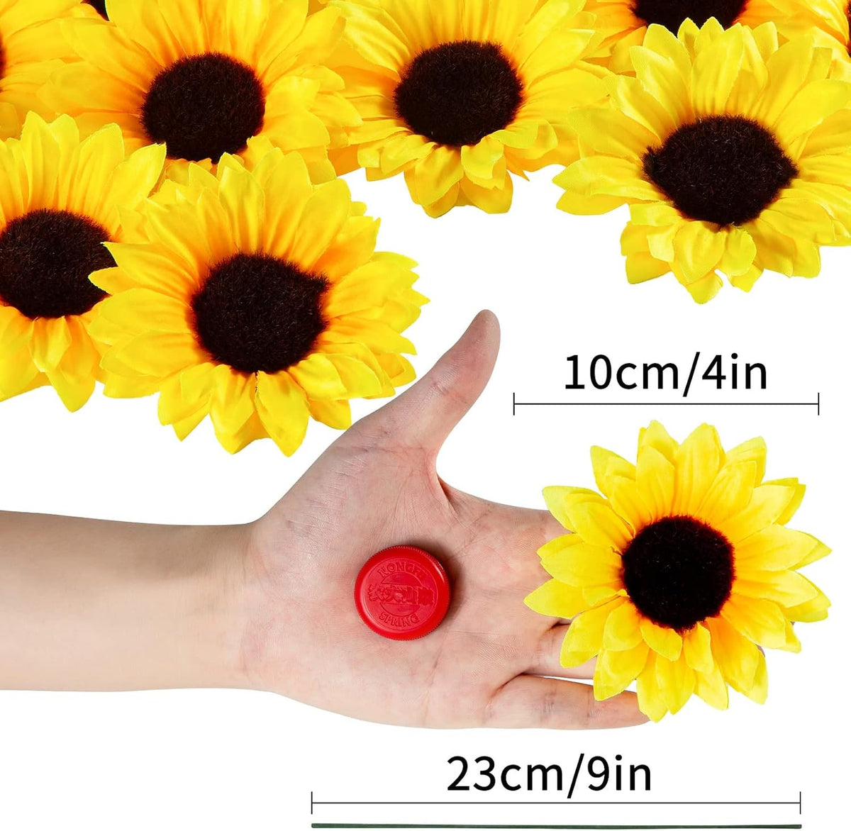 40pcs Fake Sunflower Heads with Stems, Yellow