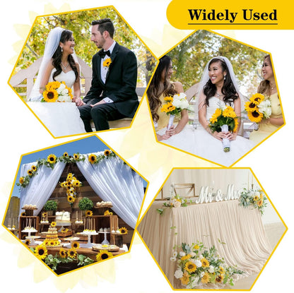 40pcs Fake Sunflower Heads with Stems, Yellow