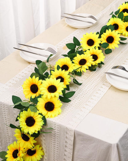 40pcs Fake Sunflower Heads with Stems, Yellow
