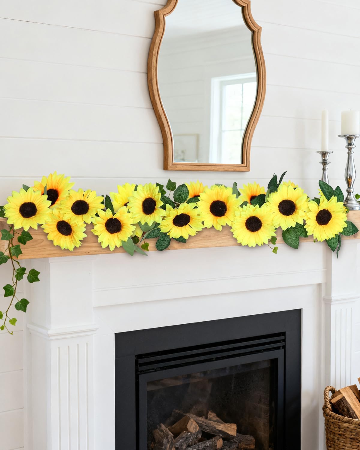 40pcs Fake Sunflower Heads with Stems, Yellow