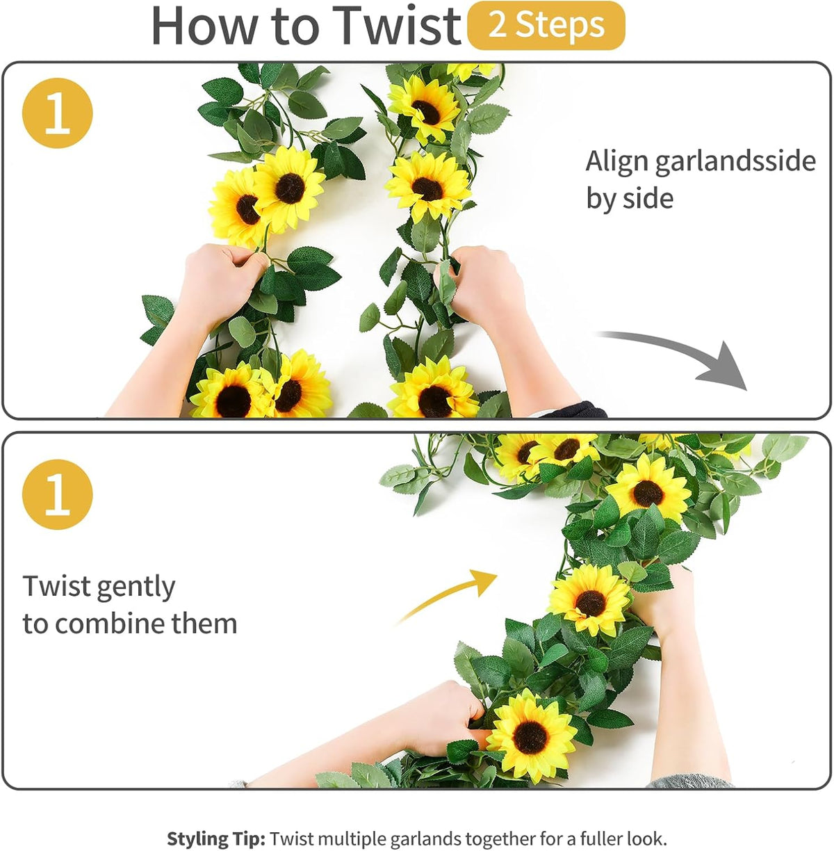 40pcs Fake Sunflower Heads with Stems, Yellow