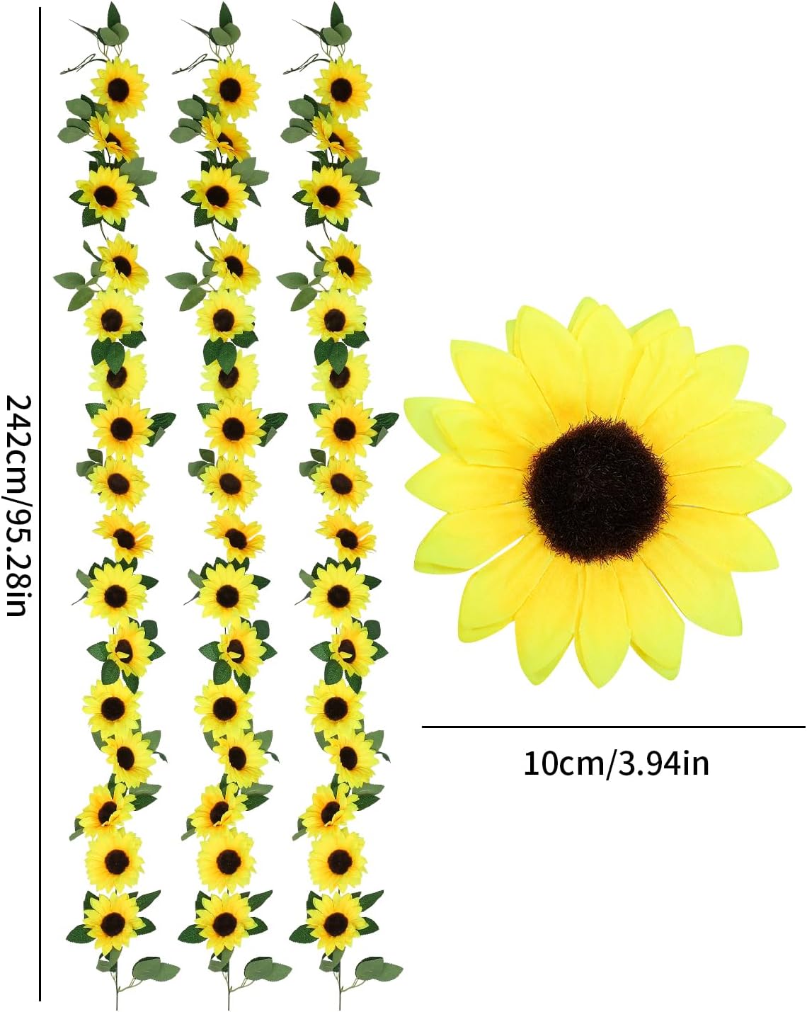 40pcs Fake Sunflower Heads with Stems, Yellow