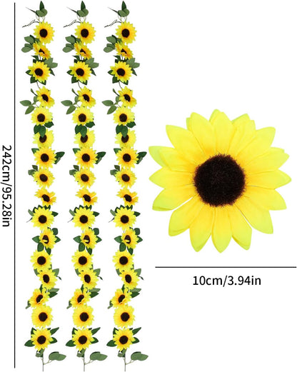 40pcs Fake Sunflower Heads with Stems, Yellow