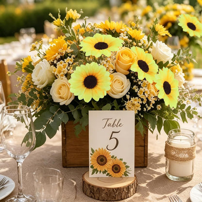 40pcs Fake Sunflower Heads with Stems, Yellow