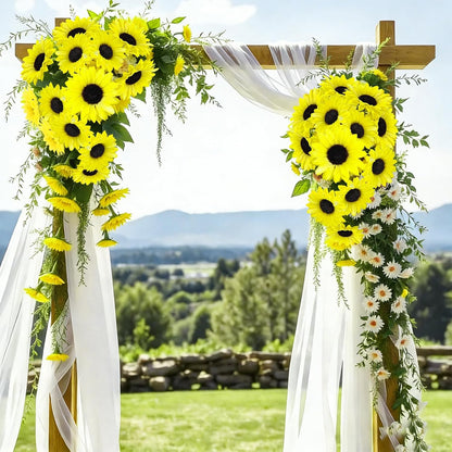 40pcs Fake Sunflower Heads with Stems, Yellow