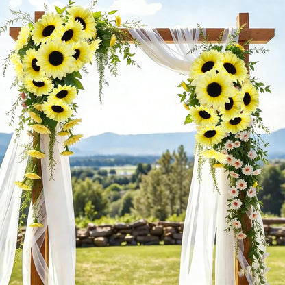 40pcs Fake Sunflower Heads with Stems, Yellow