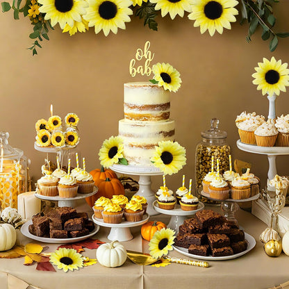 40pcs Fake Sunflower Heads with Stems, Yellow
