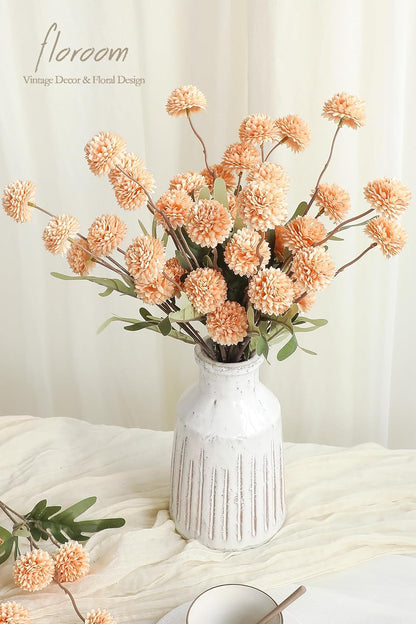 5pcs Coral Pink Faux Silk Mums Artificial Flowers, Bulk Fake Small Mini Chrysanthemums with Stems for DIY Wedding Centerpieces Floral Arrangements Vase Fillers Home Decorations