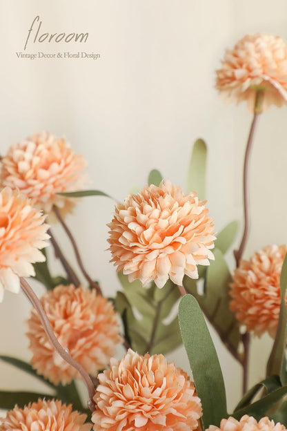 5pcs Coral Pink Faux Silk Mums Artificial Flowers, Bulk Fake Small Mini Chrysanthemums with Stems for DIY Wedding Centerpieces Floral Arrangements Vase Fillers Home Decorations