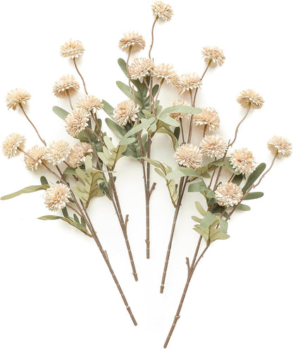 5pcs Coral Pink Faux Silk Mums Artificial Flowers, Bulk Fake Small Mini Chrysanthemums with Stems for DIY Wedding Centerpieces Floral Arrangements Vase Fillers Home Decorations