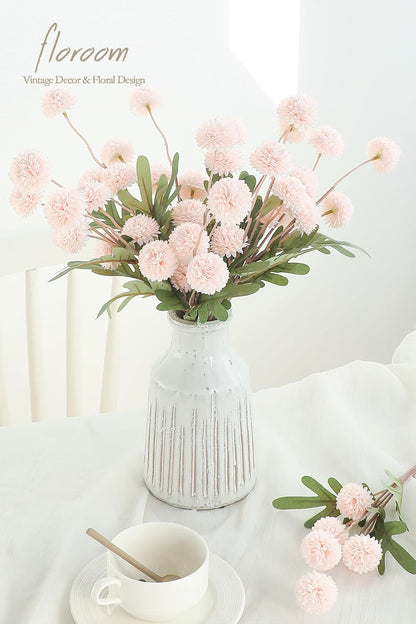 5pcs Coral Pink Faux Silk Mums Artificial Flowers, Bulk Fake Small Mini Chrysanthemums with Stems for DIY Wedding Centerpieces Floral Arrangements Vase Fillers Home Decorations