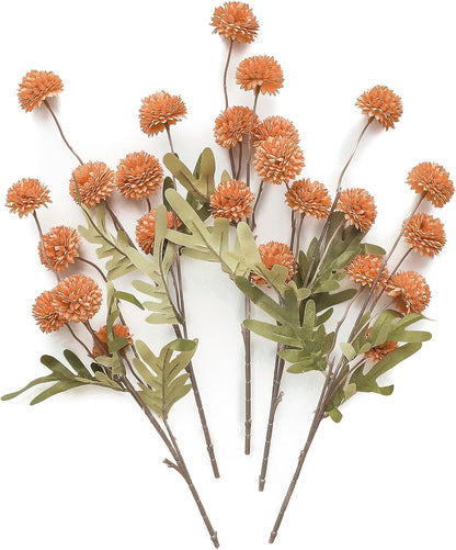5pcs Coral Pink Faux Silk Mums Artificial Flowers, Bulk Fake Small Mini Chrysanthemums with Stems for DIY Wedding Centerpieces Floral Arrangements Vase Fillers Home Decorations
