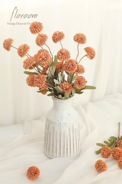 5pcs Coral Pink Faux Silk Mums Artificial Flowers, Bulk Fake Small Mini Chrysanthemums with Stems for DIY Wedding Centerpieces Floral Arrangements Vase Fillers Home Decorations