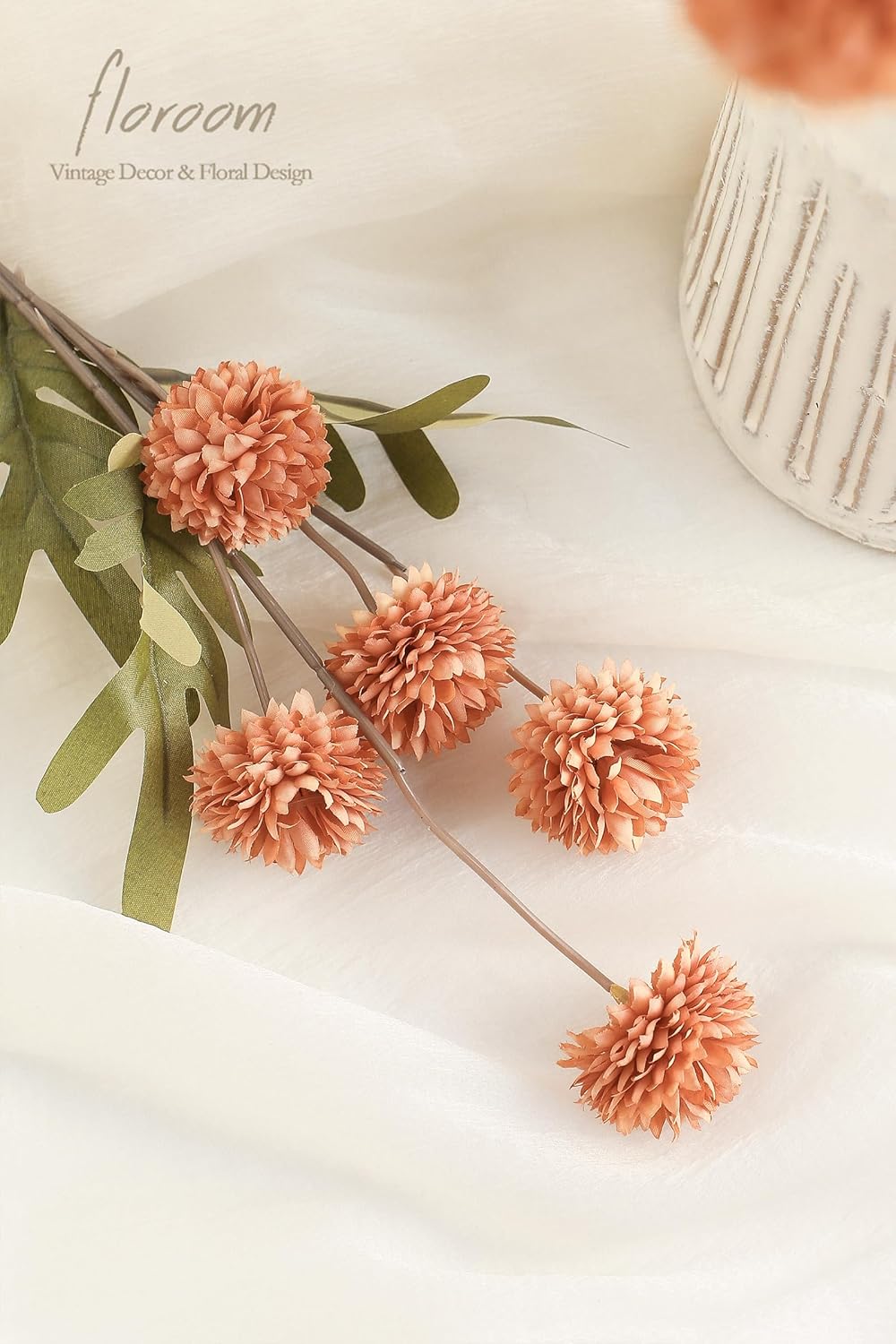 5pcs Coral Pink Faux Silk Mums Artificial Flowers, Bulk Fake Small Mini Chrysanthemums with Stems for DIY Wedding Centerpieces Floral Arrangements Vase Fillers Home Decorations