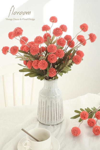 5pcs Coral Pink Faux Silk Mums Artificial Flowers, Bulk Fake Small Mini Chrysanthemums with Stems for DIY Wedding Centerpieces Floral Arrangements Vase Fillers Home Decorations