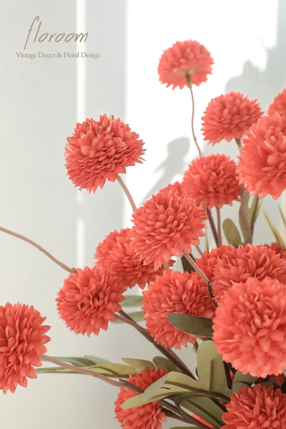 5pcs Coral Pink Faux Silk Mums Artificial Flowers, Bulk Fake Small Mini Chrysanthemums with Stems for DIY Wedding Centerpieces Floral Arrangements Vase Fillers Home Decorations