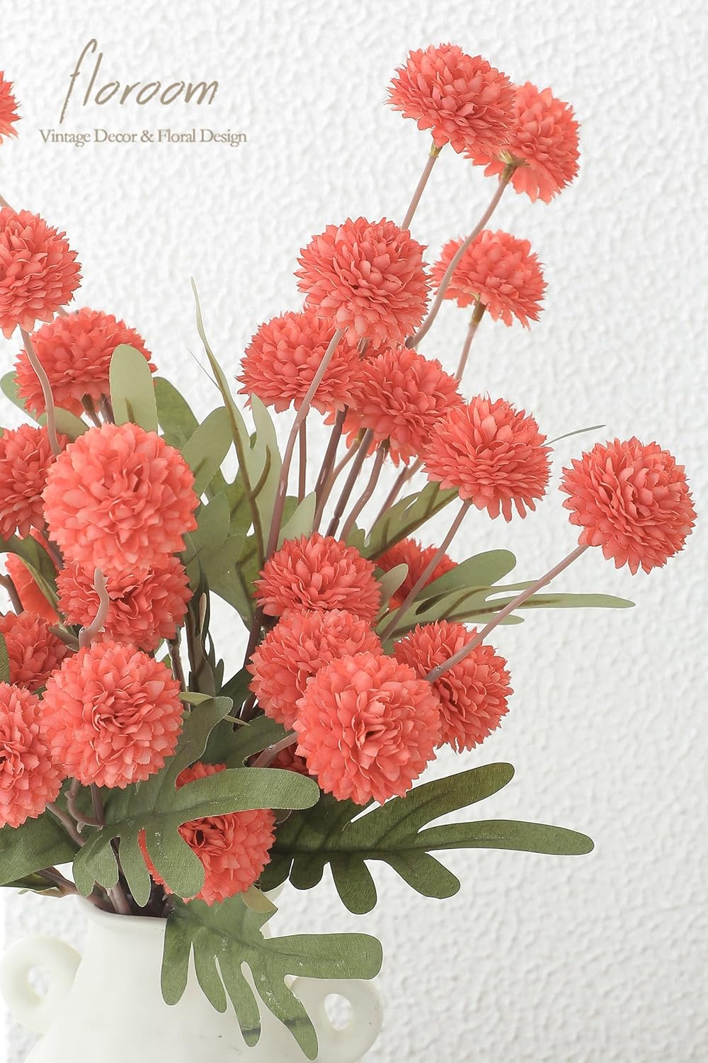 5pcs Coral Pink Faux Silk Mums Artificial Flowers, Bulk Fake Small Mini Chrysanthemums with Stems for DIY Wedding Centerpieces Floral Arrangements Vase Fillers Home Decorations