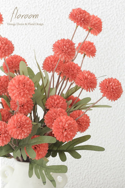 5pcs Coral Pink Faux Silk Mums Artificial Flowers, Bulk Fake Small Mini Chrysanthemums with Stems for DIY Wedding Centerpieces Floral Arrangements Vase Fillers Home Decorations