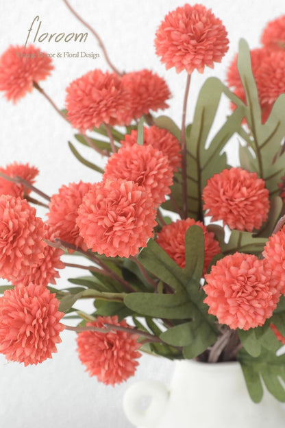 5pcs Coral Pink Faux Silk Mums Artificial Flowers, Bulk Fake Small Mini Chrysanthemums with Stems for DIY Wedding Centerpieces Floral Arrangements Vase Fillers Home Decorations