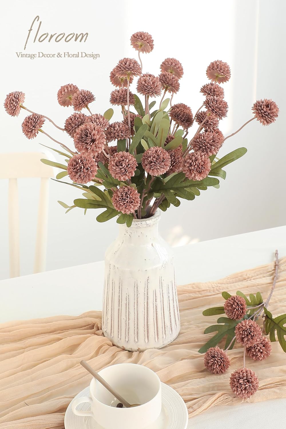 5pcs Coral Pink Faux Silk Mums Artificial Flowers, Bulk Fake Small Mini Chrysanthemums with Stems for DIY Wedding Centerpieces Floral Arrangements Vase Fillers Home Decorations