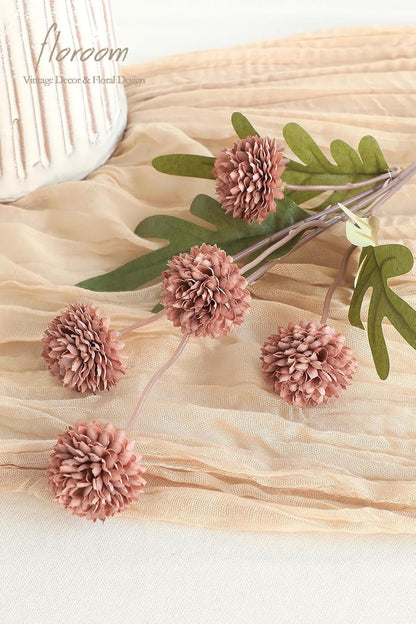 5pcs Coral Pink Faux Silk Mums Artificial Flowers, Bulk Fake Small Mini Chrysanthemums with Stems for DIY Wedding Centerpieces Floral Arrangements Vase Fillers Home Decorations