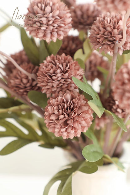 5pcs Coral Pink Faux Silk Mums Artificial Flowers, Bulk Fake Small Mini Chrysanthemums with Stems for DIY Wedding Centerpieces Floral Arrangements Vase Fillers Home Decorations