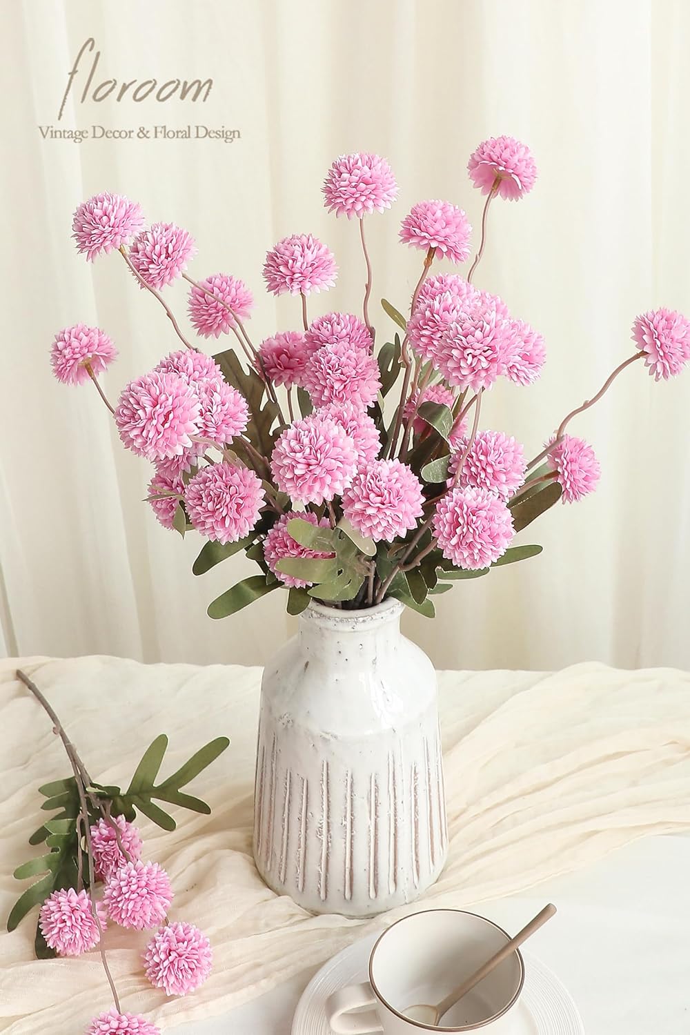 5pcs Coral Pink Faux Silk Mums Artificial Flowers, Bulk Fake Small Mini Chrysanthemums with Stems for DIY Wedding Centerpieces Floral Arrangements Vase Fillers Home Decorations