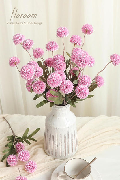 5pcs Coral Pink Faux Silk Mums Artificial Flowers, Bulk Fake Small Mini Chrysanthemums with Stems for DIY Wedding Centerpieces Floral Arrangements Vase Fillers Home Decorations