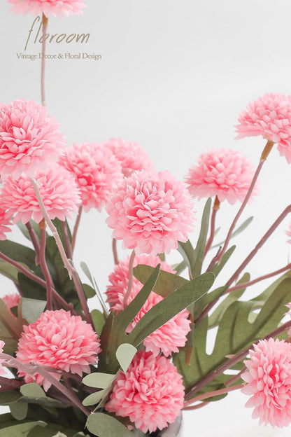 5pcs Coral Pink Faux Silk Mums Artificial Flowers, Bulk Fake Small Mini Chrysanthemums with Stems for DIY Wedding Centerpieces Floral Arrangements Vase Fillers Home Decorations