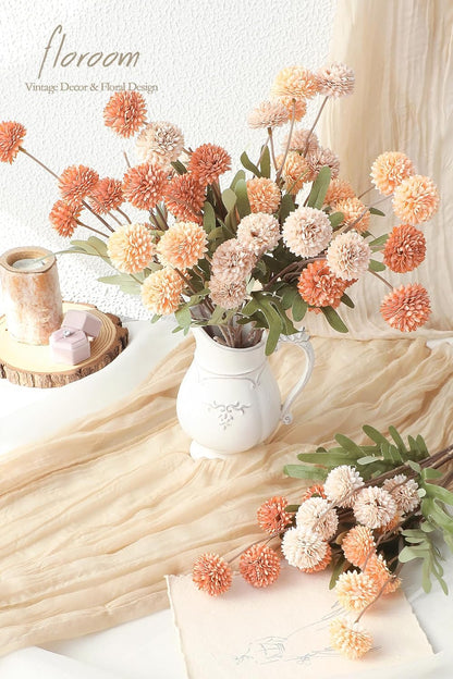 5pcs Coral Pink Faux Silk Mums Artificial Flowers, Bulk Fake Small Mini Chrysanthemums with Stems for DIY Wedding Centerpieces Floral Arrangements Vase Fillers Home Decorations