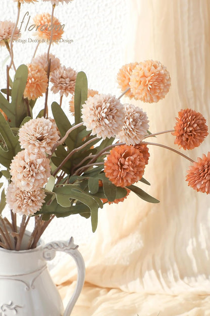 5pcs Coral Pink Faux Silk Mums Artificial Flowers, Bulk Fake Small Mini Chrysanthemums with Stems for DIY Wedding Centerpieces Floral Arrangements Vase Fillers Home Decorations