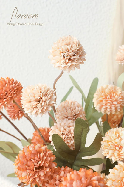 5pcs Coral Pink Faux Silk Mums Artificial Flowers, Bulk Fake Small Mini Chrysanthemums with Stems for DIY Wedding Centerpieces Floral Arrangements Vase Fillers Home Decorations