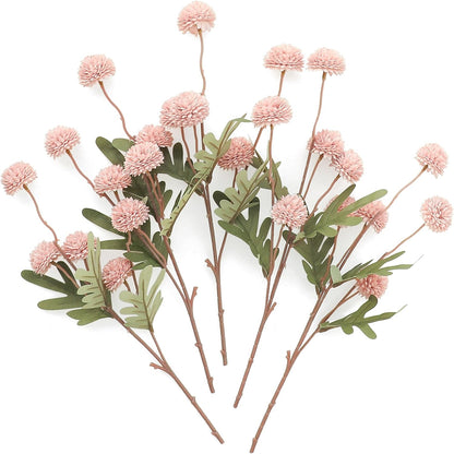 5pcs Coral Pink Faux Silk Mums Artificial Flowers, Bulk Fake Small Mini Chrysanthemums with Stems for DIY Wedding Centerpieces Floral Arrangements Vase Fillers Home Decorations