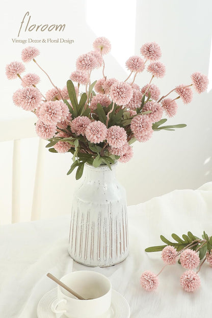 5pcs Coral Pink Faux Silk Mums Artificial Flowers, Bulk Fake Small Mini Chrysanthemums with Stems for DIY Wedding Centerpieces Floral Arrangements Vase Fillers Home Decorations