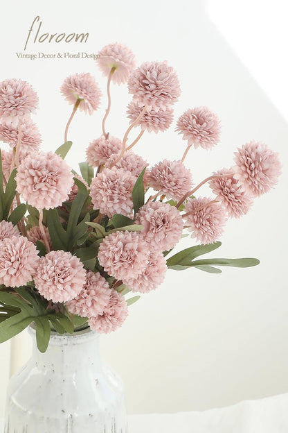 5pcs Coral Pink Faux Silk Mums Artificial Flowers, Bulk Fake Small Mini Chrysanthemums with Stems for DIY Wedding Centerpieces Floral Arrangements Vase Fillers Home Decorations
