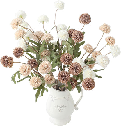 5pcs Coral Pink Faux Silk Mums Artificial Flowers, Bulk Fake Small Mini Chrysanthemums with Stems for DIY Wedding Centerpieces Floral Arrangements Vase Fillers Home Decorations