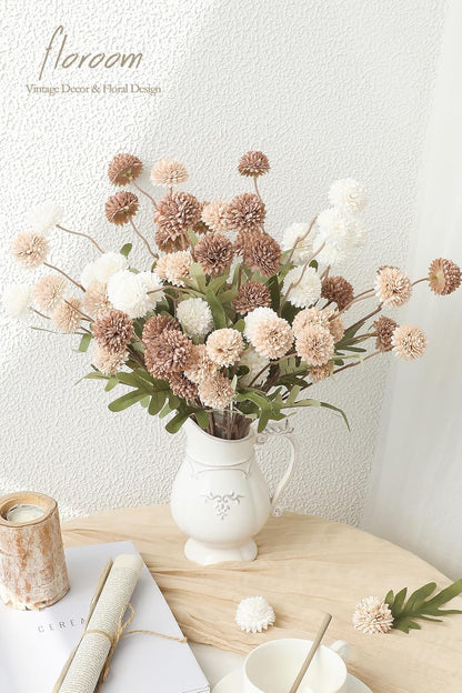 5pcs Coral Pink Faux Silk Mums Artificial Flowers, Bulk Fake Small Mini Chrysanthemums with Stems for DIY Wedding Centerpieces Floral Arrangements Vase Fillers Home Decorations
