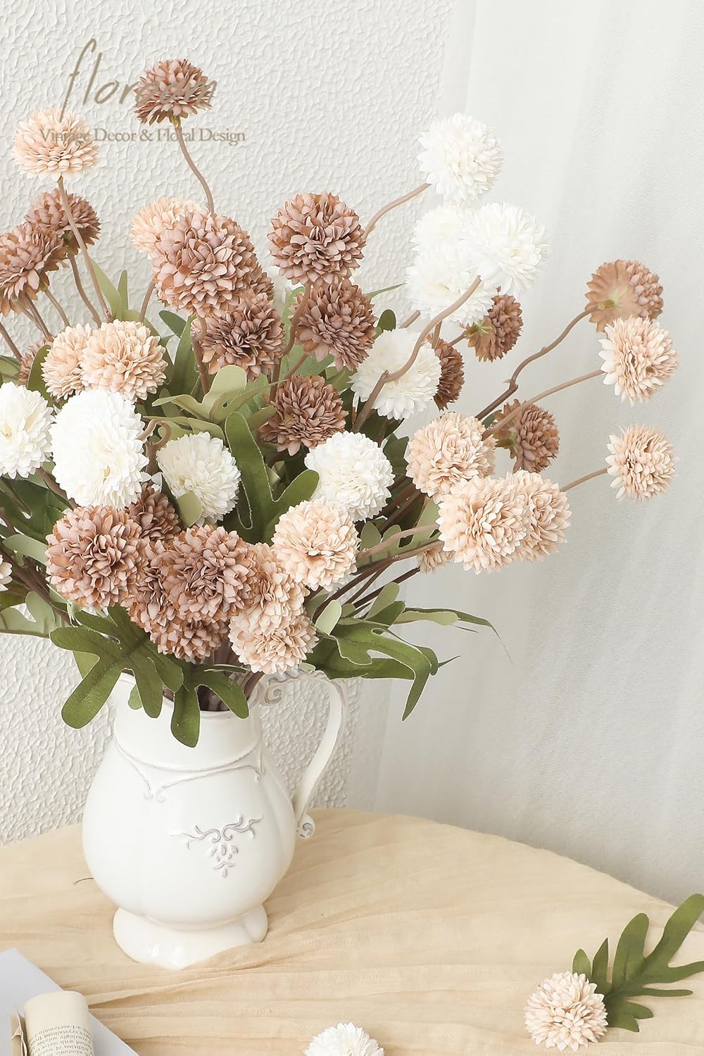 5pcs Coral Pink Faux Silk Mums Artificial Flowers, Bulk Fake Small Mini Chrysanthemums with Stems for DIY Wedding Centerpieces Floral Arrangements Vase Fillers Home Decorations