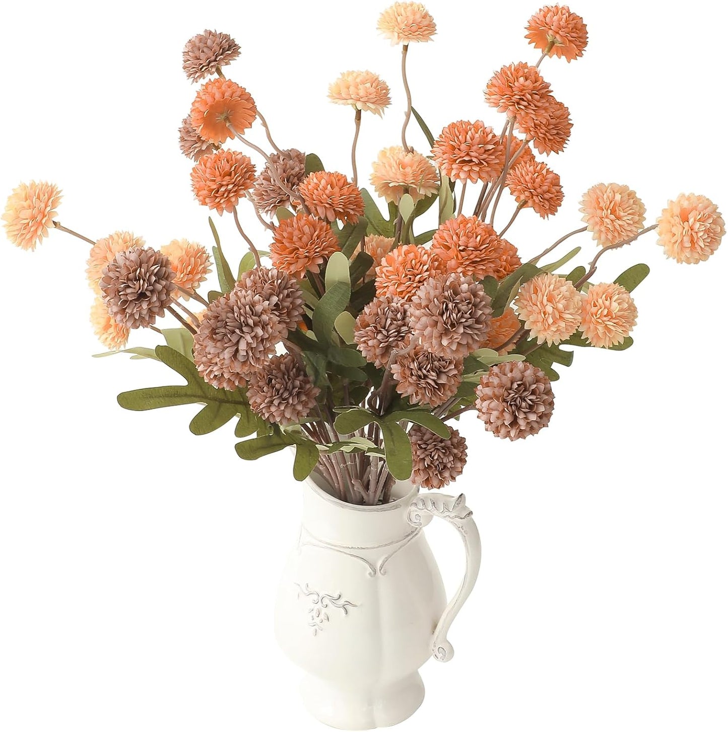 5pcs Coral Pink Faux Silk Mums Artificial Flowers, Bulk Fake Small Mini Chrysanthemums with Stems for DIY Wedding Centerpieces Floral Arrangements Vase Fillers Home Decorations