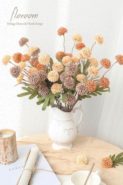 5pcs Coral Pink Faux Silk Mums Artificial Flowers, Bulk Fake Small Mini Chrysanthemums with Stems for DIY Wedding Centerpieces Floral Arrangements Vase Fillers Home Decorations