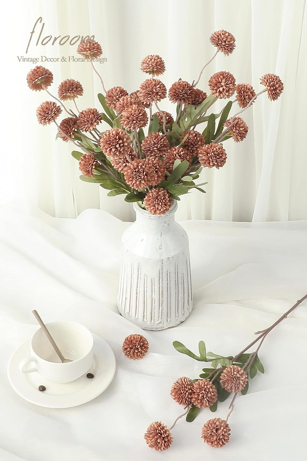 5pcs Coral Pink Faux Silk Mums Artificial Flowers, Bulk Fake Small Mini Chrysanthemums with Stems for DIY Wedding Centerpieces Floral Arrangements Vase Fillers Home Decorations