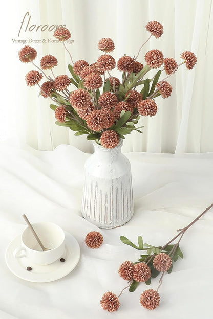 5pcs Coral Pink Faux Silk Mums Artificial Flowers, Bulk Fake Small Mini Chrysanthemums with Stems for DIY Wedding Centerpieces Floral Arrangements Vase Fillers Home Decorations