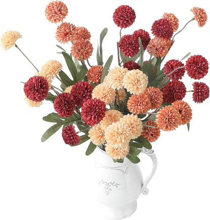 5pcs Coral Pink Faux Silk Mums Artificial Flowers, Bulk Fake Small Mini Chrysanthemums with Stems for DIY Wedding Centerpieces Floral Arrangements Vase Fillers Home Decorations
