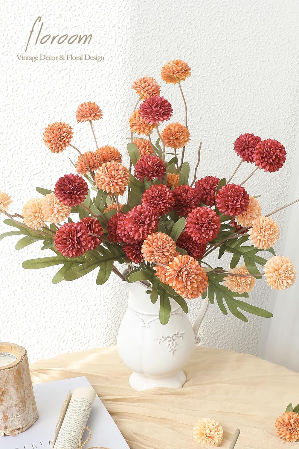 5pcs Coral Pink Faux Silk Mums Artificial Flowers, Bulk Fake Small Mini Chrysanthemums with Stems for DIY Wedding Centerpieces Floral Arrangements Vase Fillers Home Decorations