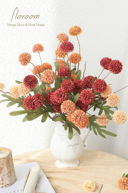 5pcs Coral Pink Faux Silk Mums Artificial Flowers, Bulk Fake Small Mini Chrysanthemums with Stems for DIY Wedding Centerpieces Floral Arrangements Vase Fillers Home Decorations