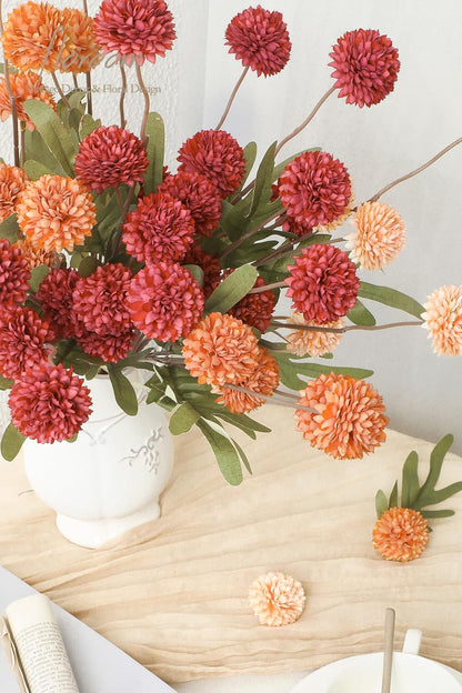 5pcs Coral Pink Faux Silk Mums Artificial Flowers, Bulk Fake Small Mini Chrysanthemums with Stems for DIY Wedding Centerpieces Floral Arrangements Vase Fillers Home Decorations