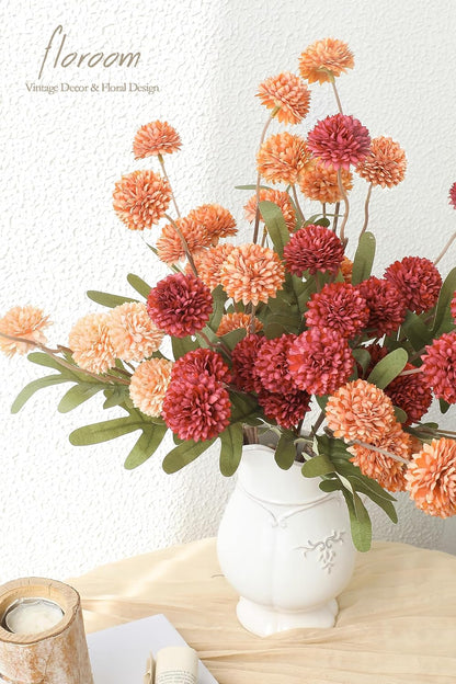 5pcs Coral Pink Faux Silk Mums Artificial Flowers, Bulk Fake Small Mini Chrysanthemums with Stems for DIY Wedding Centerpieces Floral Arrangements Vase Fillers Home Decorations