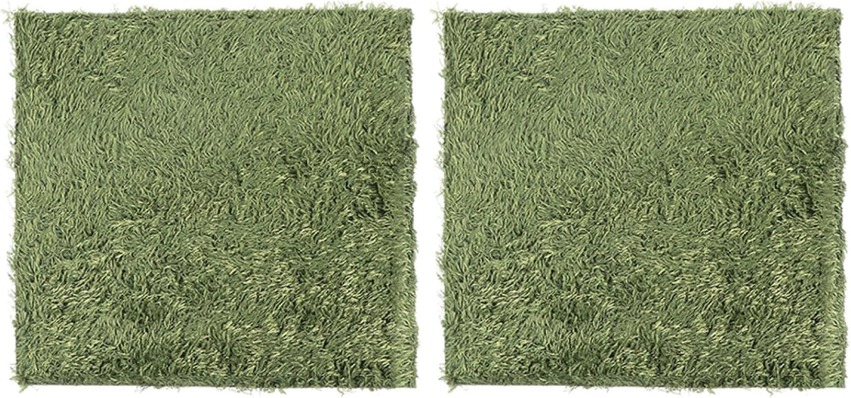 2Pcs Reptile Carpets Moisturizing Fake Lawn Cotton Green
