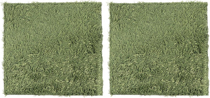 2Pcs Reptile Carpets Moisturizing Fake Lawn Cotton Green