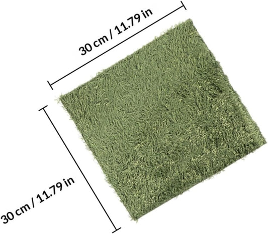 2Pcs Reptile Carpets Moisturizing Fake Lawn Cotton Green